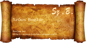 Szűcs Boglár névjegykártya